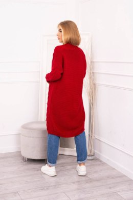 Sweter Kardigan splot warkocz czerwony