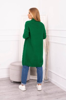 Sweter Kardigan splot warkocz zielony