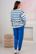 Komplet sweterkowy Bluza w paski + Spodnie chabrowy