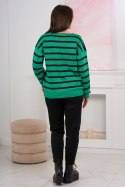Komplet sweterkowy Bluza w paski + Spodnie zielony