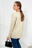 Sweter z kieszeniami z przodu beżowy