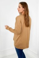 Sweter z kieszeniami z przodu camelowy