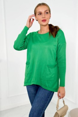 Sweter z kieszeniami z przodu jasno zielony