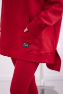 Komplet bawełniany bluza ocieplana + legginsy czerwony
