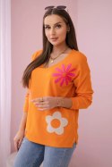 Bluzka sweterkowa z kwiatowym wzorem pomarańczowa