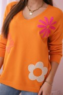 Bluzka sweterkowa z kwiatowym wzorem pomarańczowa