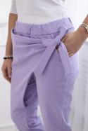 Spodnie wiązane z asymetrycznym przodem jasno fioletowe