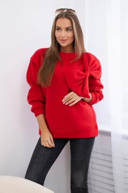Bluza bawełniana ocieplana z duża kokardą czerwona