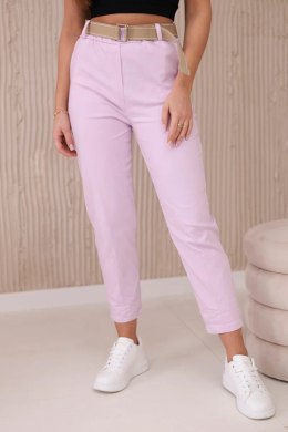 Spodnie z szerokim paskiem jasno fioletowe