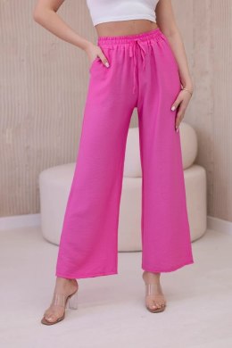 Spodnie z wiskozy z szeroką nogawką różowe