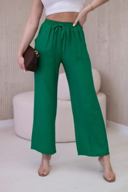 Spodnie z wiskozy z szeroką nogawką zielone