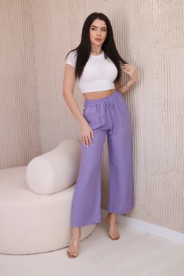 Spodnie z wiskozy z szeroką nogawką fioletowe