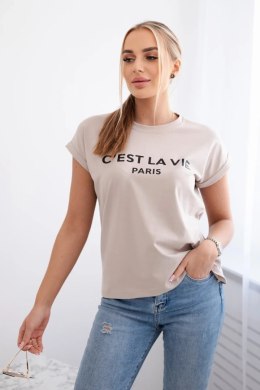 Bluzka bawełniana C'est La Vie Paris beżowa
