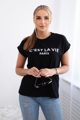 Bluzka bawełniana C'est La Vie Paris czarna