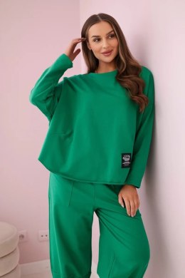 Komplet bawełniany bluza + spodnie zielony