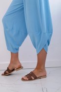 Spodnie z szeroką nogawką i kieszeniami niebieskie