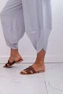 Spodnie z szeroką nogawką i kieszeniami szare