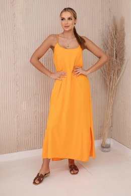 Sukienka długa na ramiączka pomarańczowa