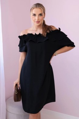 Sukienka hiszpanka z ozdobną falbanką czarna