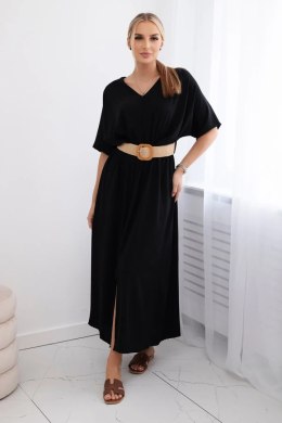 Sukienka z paskiem rozkloszowana czarna