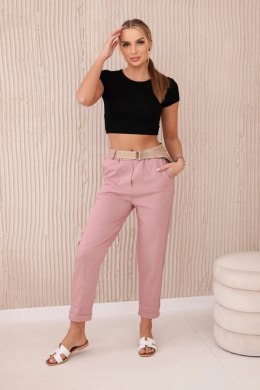 Spodnie z szerokim paskiem ciemno różowe