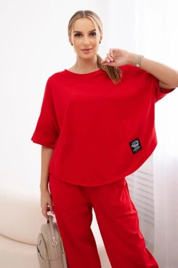 Komplet bawełniany bluzka + spodnie czerwony