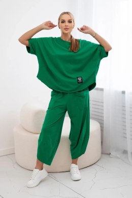 Komplet bawełniany bluzka + spodnie zielony