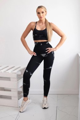 Komplet fitness top + legginsy push up czarny