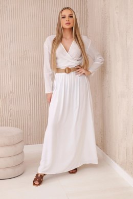 Spódnica z wiskozy z ozdobnym paskiem biała