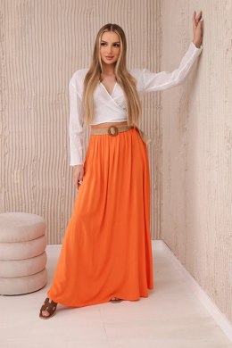 Spódnica z wiskozy z ozdobnym paskiem pomarańczowa