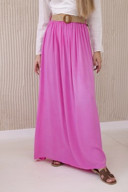 Spódnica z wiskozy z ozdobnym paskiem różowa