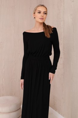 Sukienka długa z wiskozy taliowana czarna