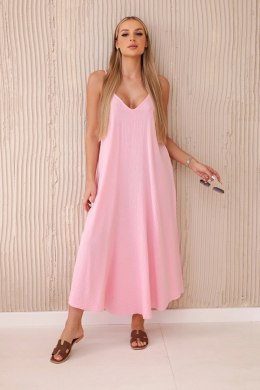 Sukienka muślinowa na ramiączkach jasno różowa