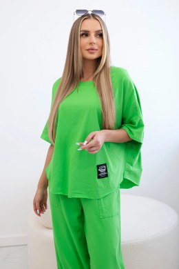 Komplet bawełniany bluzka + spodnie jasny zielony