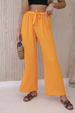 Spodnie z szeroką i wiązaniem w pasie pomarańczowe